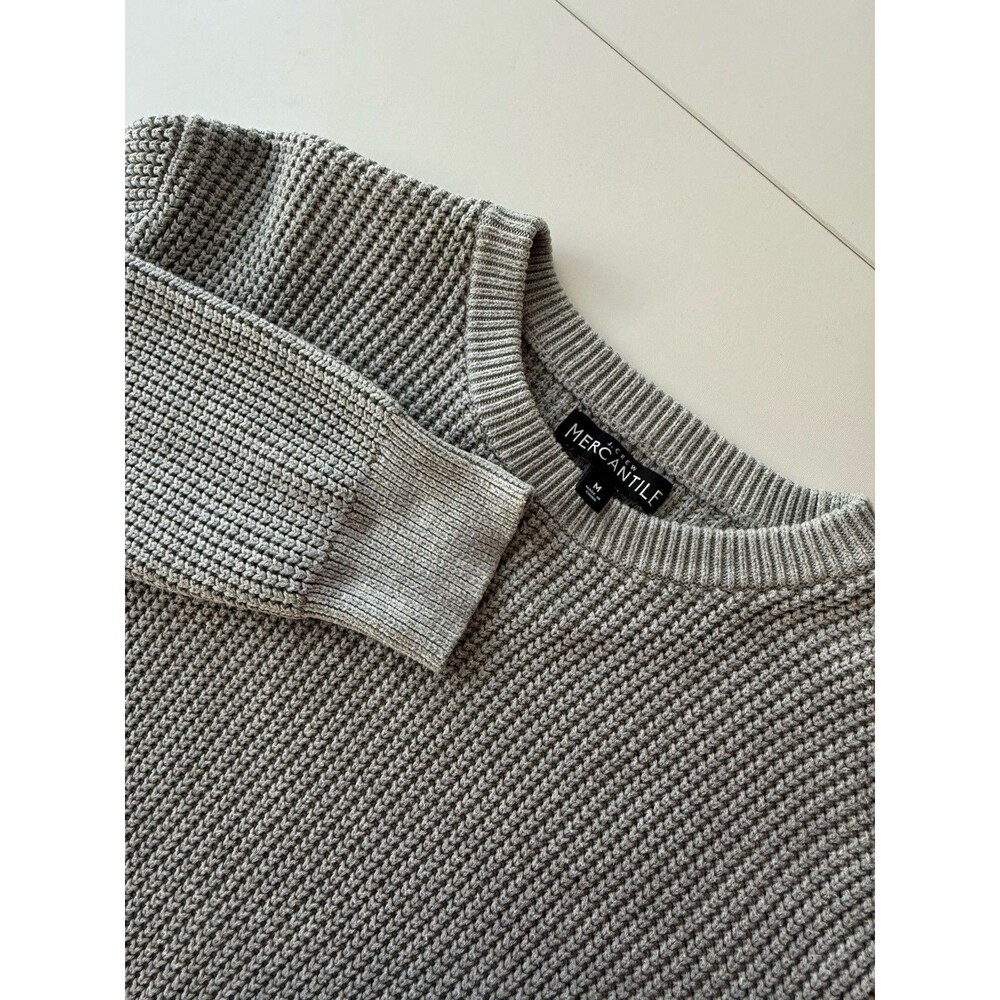 J. Crew Mercantile Men's Grey Waffle Knit Sweater Thick Heavy Crew Neck M